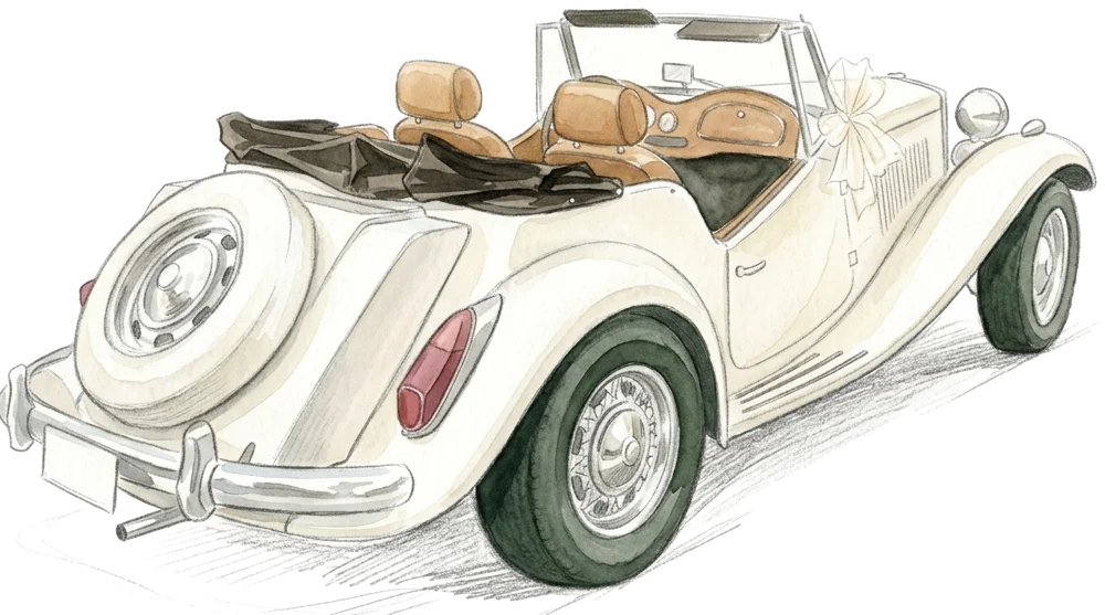 Auto d'epoca bianca ad acquerello