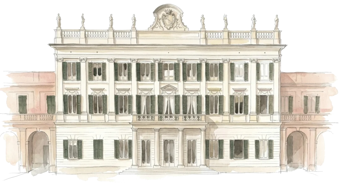 Villa neoclassica ad acquerello